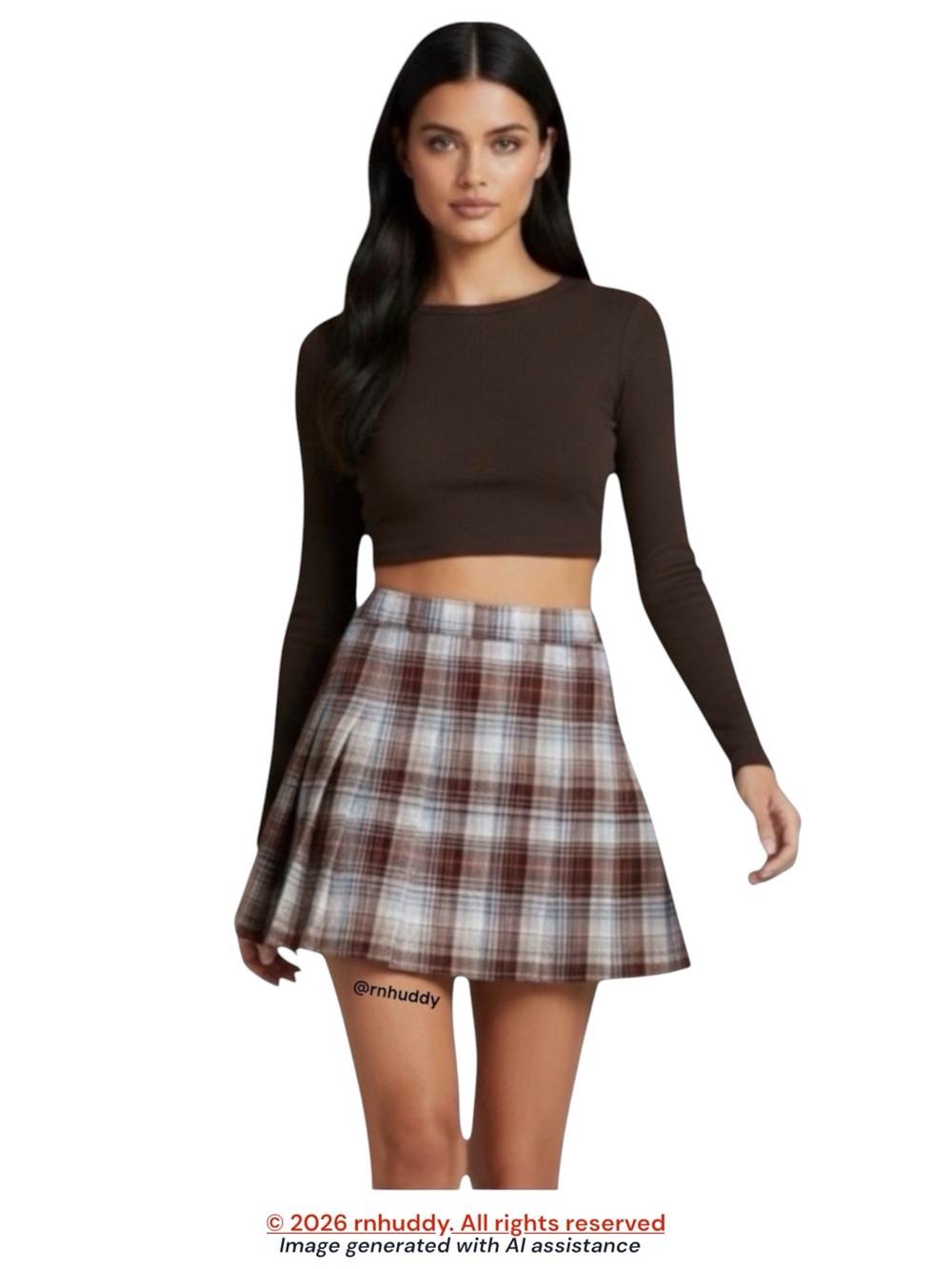 American Eagle size 10 blue brown plaid pleated mini skirt